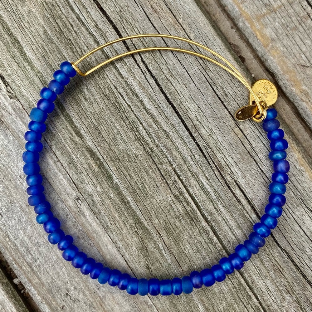 Retired Alex & Ani Iridescent Blue Beaded Bracelet